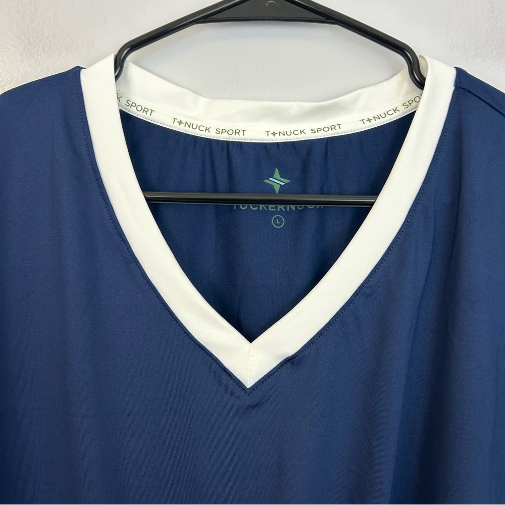 NWT Tuckernuck Sport Navy Blue Knotty Maya Tie Waist Top  Size Large - Picture 12 of 14